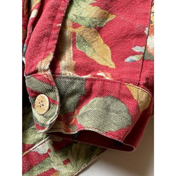 Alexis & Avery 100% Cotton Red Floral Denim Button Front Jacket Size Medium - Picture 5 of 7